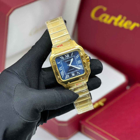 Cartier Watch | Santos de Cartier Golden Steel Blue Dial