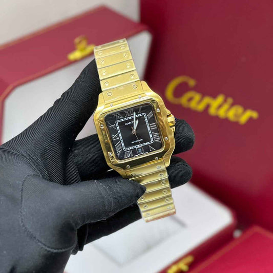 Cartier Watch | Santos de Cartier Gold-Tone Black Dial