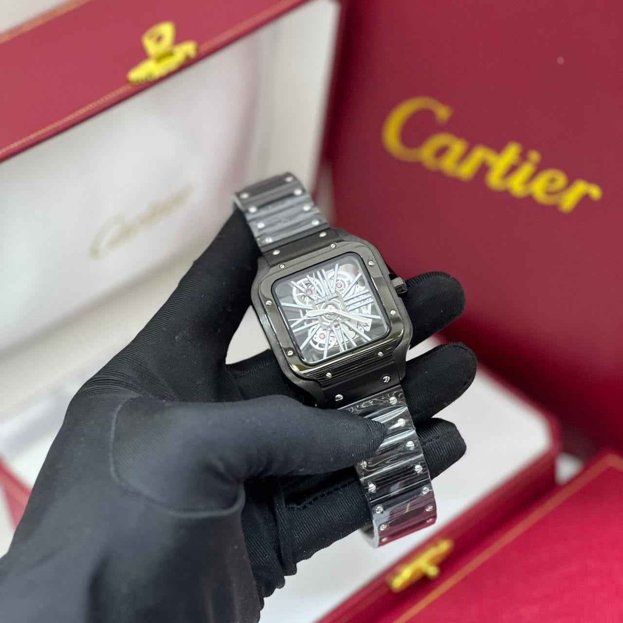 Cartier Watch | Santos de Cartier Skeleton Large Black Steel