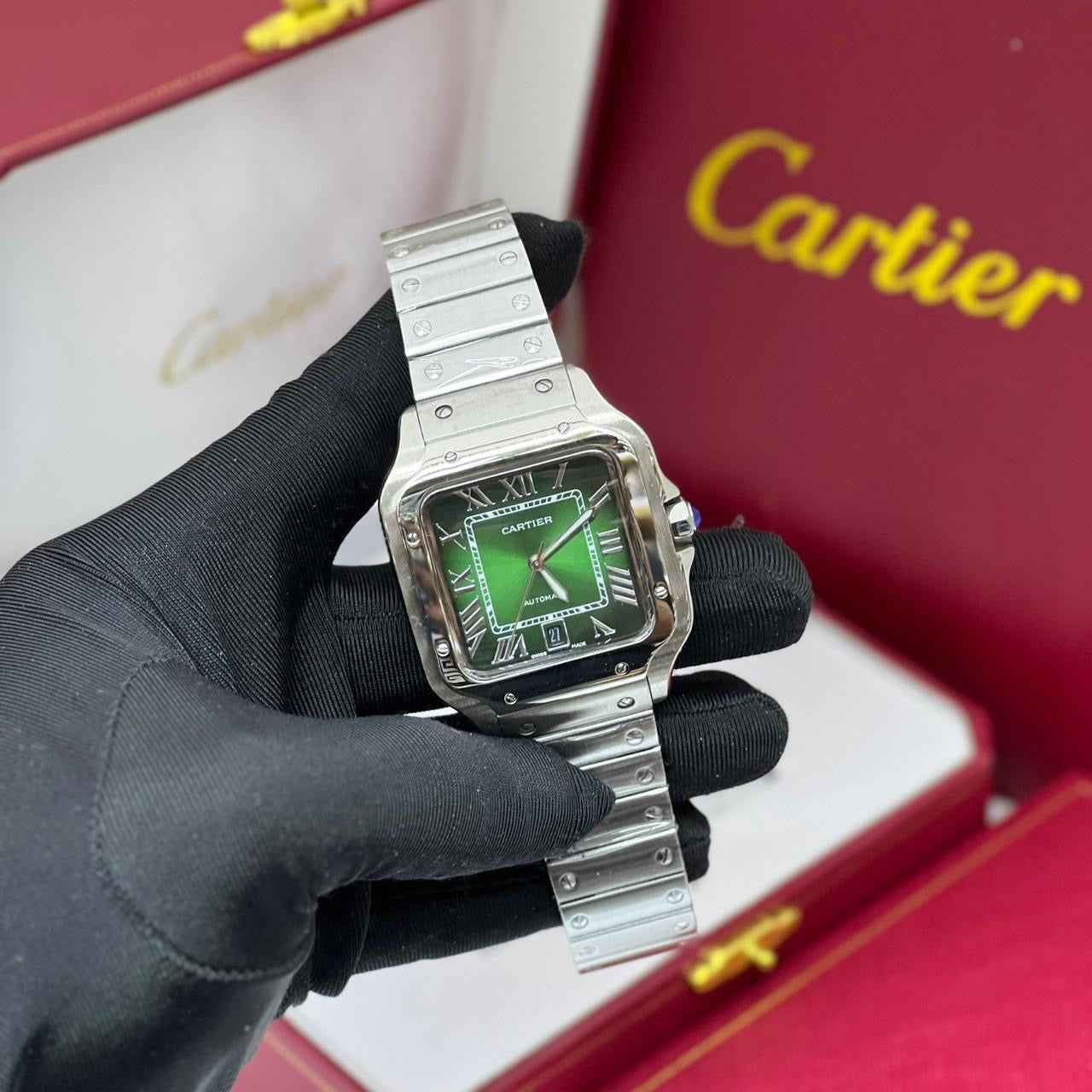 Cartier Watch | Santos de Cartier Large Green Dial Stainless Steel