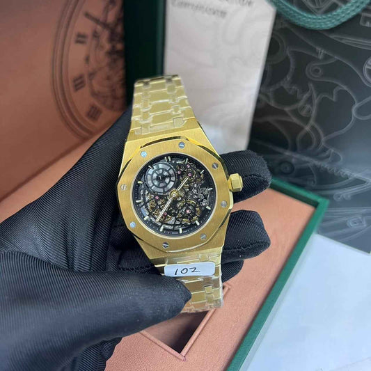 Audemars Piguet Watch | Royal Oak Black Two-Tone Dial Steel & Yellow Gold