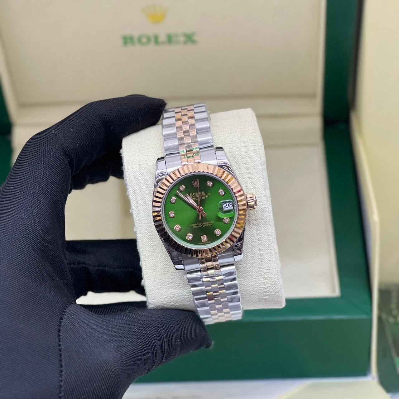Rolex Watch | Rolex Datejust  White&Gold-Dial Olive-Green