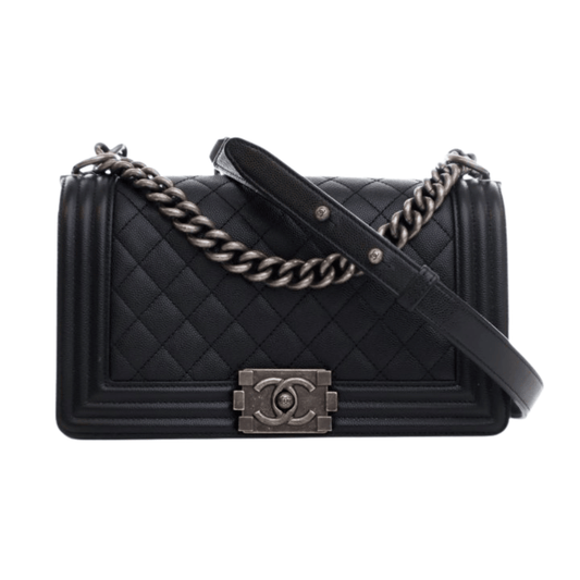 Chanel | Boy Bag In Black Quilted Caviar Leather - Free & Fast UAE Shipping