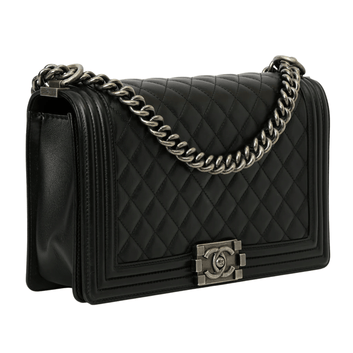 Chanel | Boy Bag In Black Caviar Leather - Free & Fast UAE Shipping