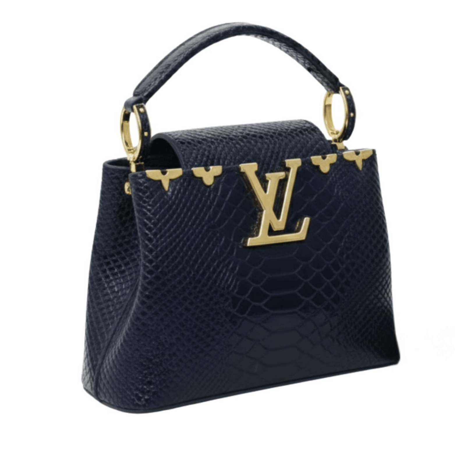 Louis Vuitton | Capucines Mini Handbag In Navy Python Skin With Gold - Free & Fast UAE Shipping