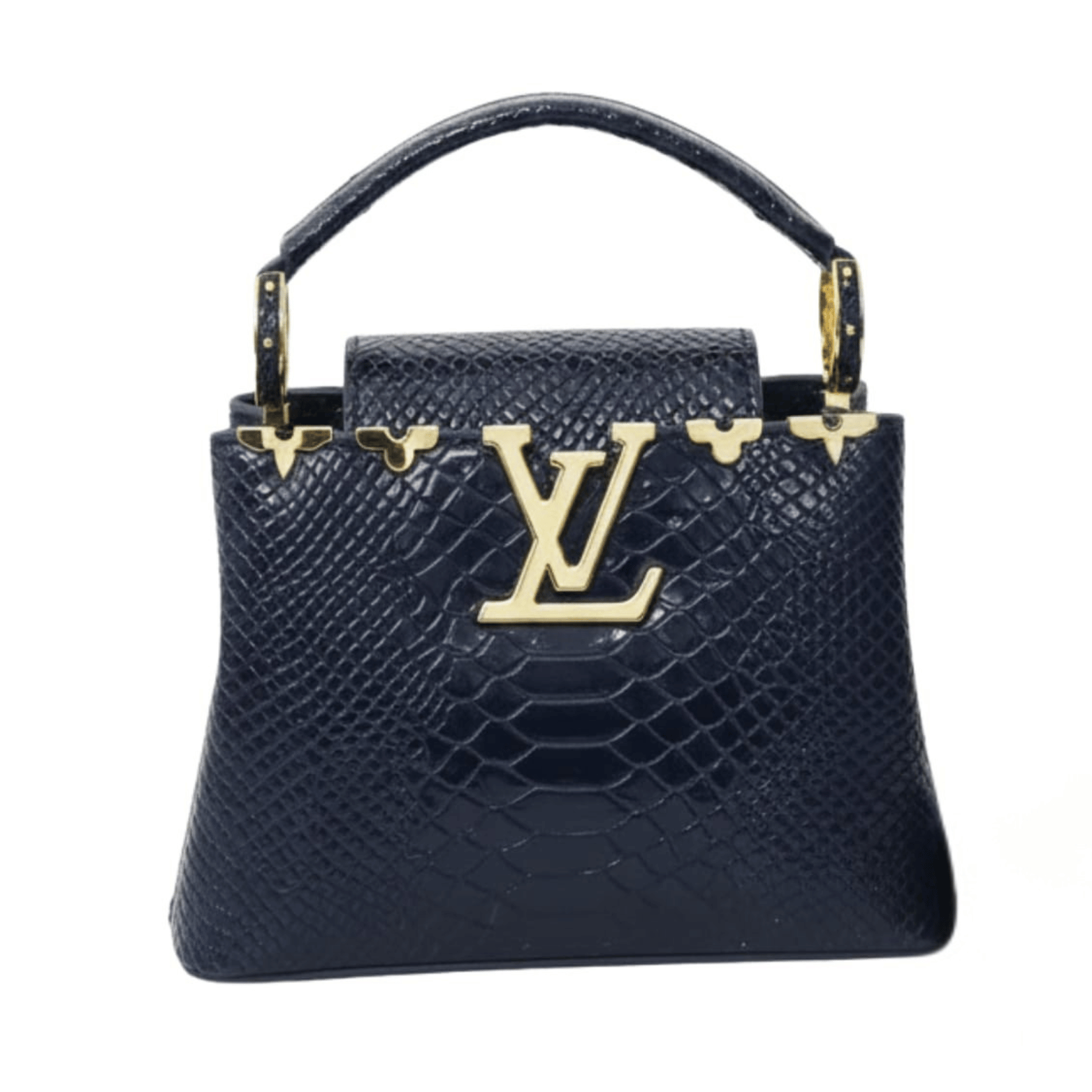 Louis Vuitton | Capucines Mini Handbag In Navy Python Skin With Gold - Free & Fast UAE Shipping