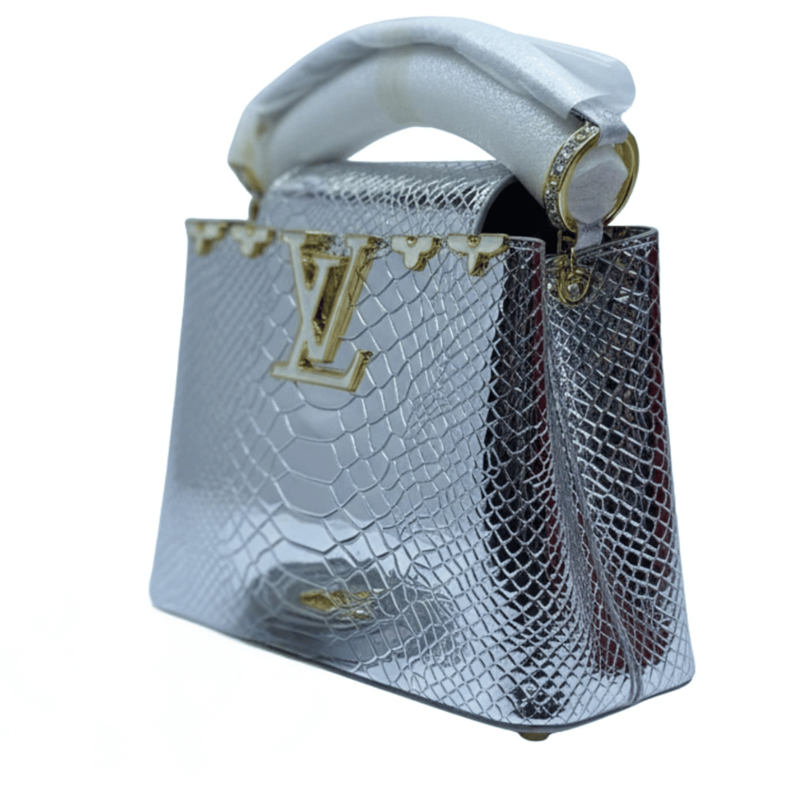 Louis Vuitton | Capucines Bag In A Metallic Silver - Free & Fast UAE Shipping