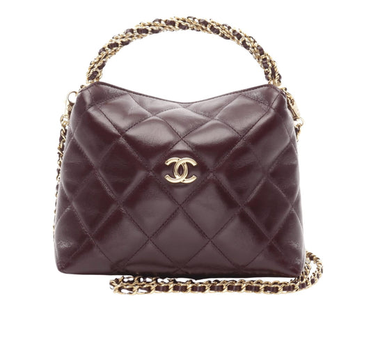 Chanel | Hobo Bag In A Deep Burgundy, Quilted Leather With Gold-tone Hardware. - Free & Fast UAE Shipping