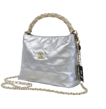 Chanel | Metallic Lambskin Chain Rows Quilted Chain Hobo Bag In Silver. - Free & Fast UAE Shipping