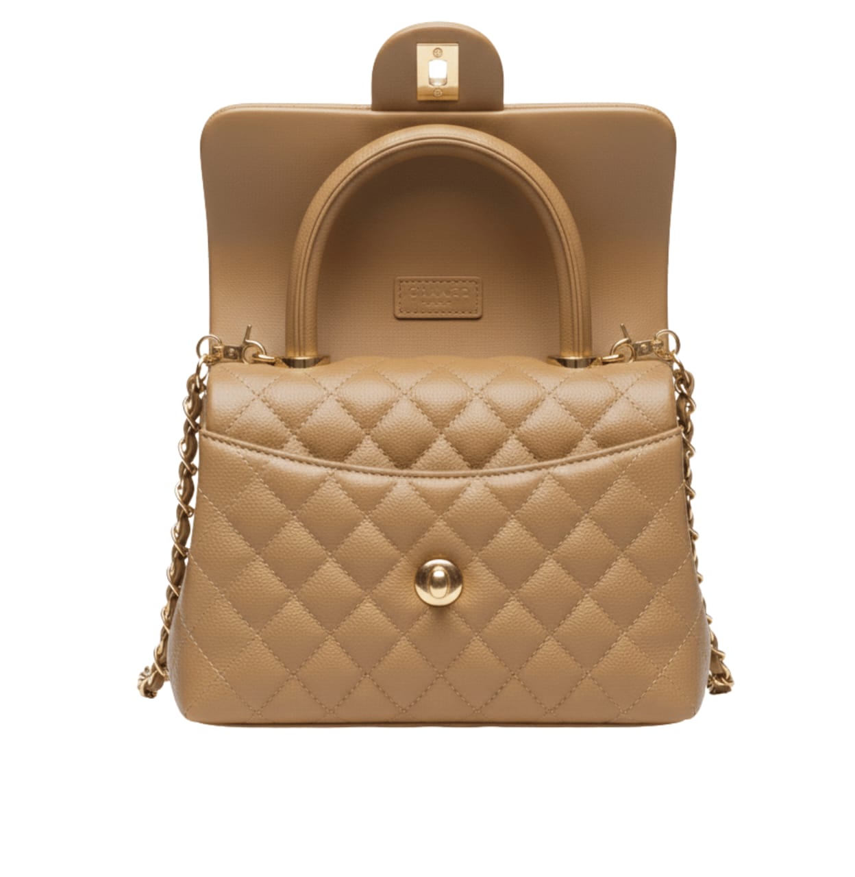 Chanel | Mini Coco Handle Flap Bag In Caramel/beige Caviar Leather. - Free & Fast UAE Shipping