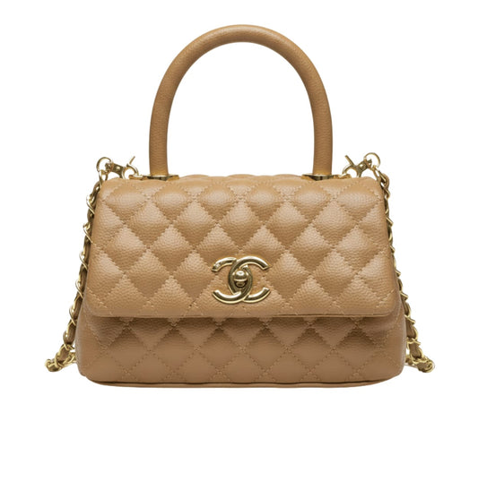 Chanel | Mini Coco Handle Flap Bag In Caramel/beige Caviar Leather. - Free & Fast UAE Shipping