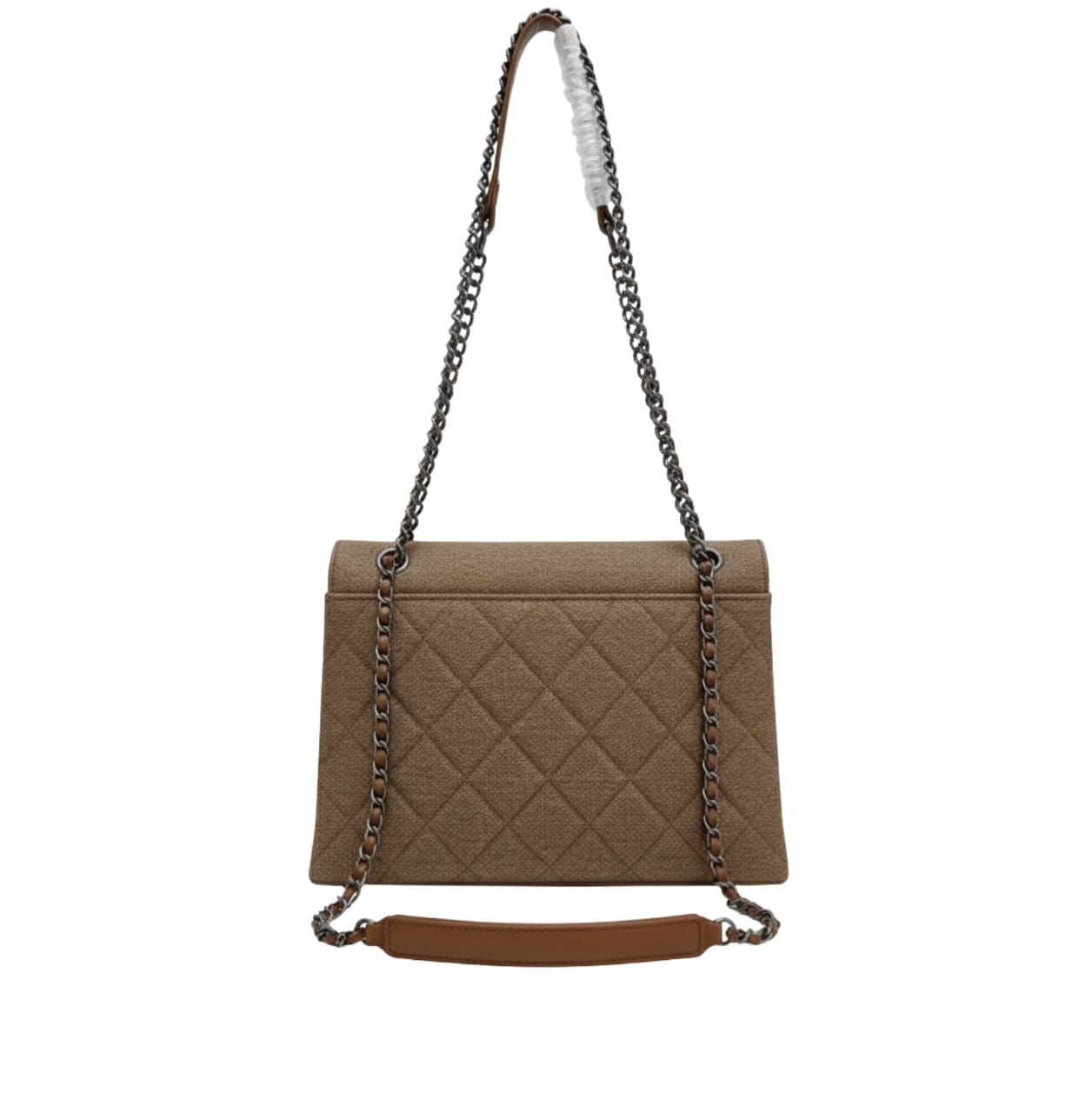 Chanel | Timeless/classic Flap Bag In Beige Jersey Material. - Free & Fast UAE Shipping