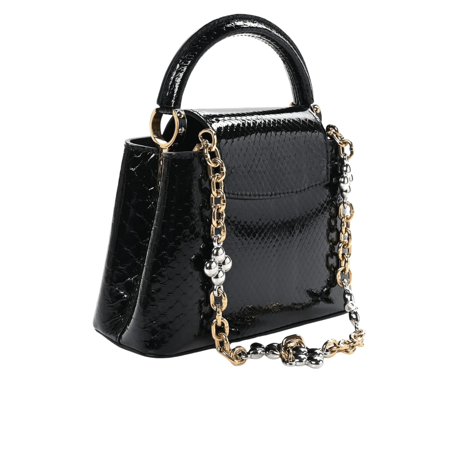 Louis Vuitton | Snakeskin Flower Chain Capucines Mini Bag In Black - Free & Fast UAE Shipping