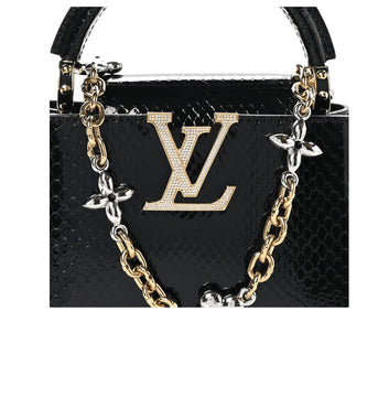 Louis Vuitton | Snakeskin Flower Chain Capucines Mini Bag In Black - Free & Fast UAE Shipping