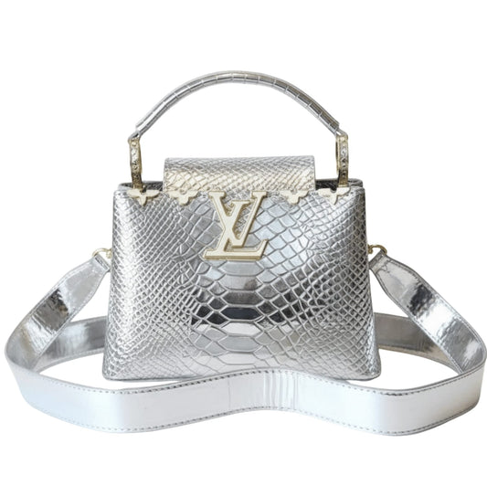 Louis Vuitton | Capucines Mini Bag In Silver Calfskin Leather - Free & Fast UAE Shipping