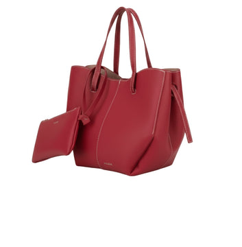 Polène | Cyme Mini Tote Bag In Textured Red Leather - Free & Fast UAE Shipping
