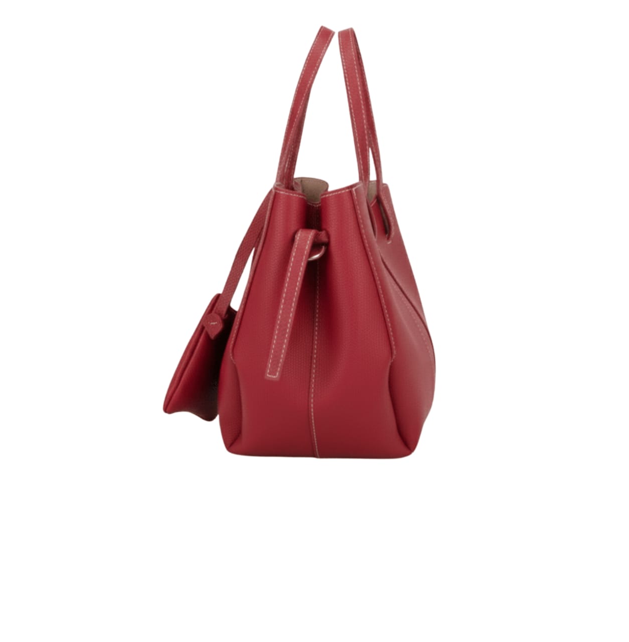 Polène | Cyme Mini Tote Bag In Textured Red Leather - Free & Fast UAE Shipping