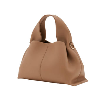 Polène | Numéro Neuf Mini Bag In Textured Taupe Leather - Free & Fast UAE Shipping