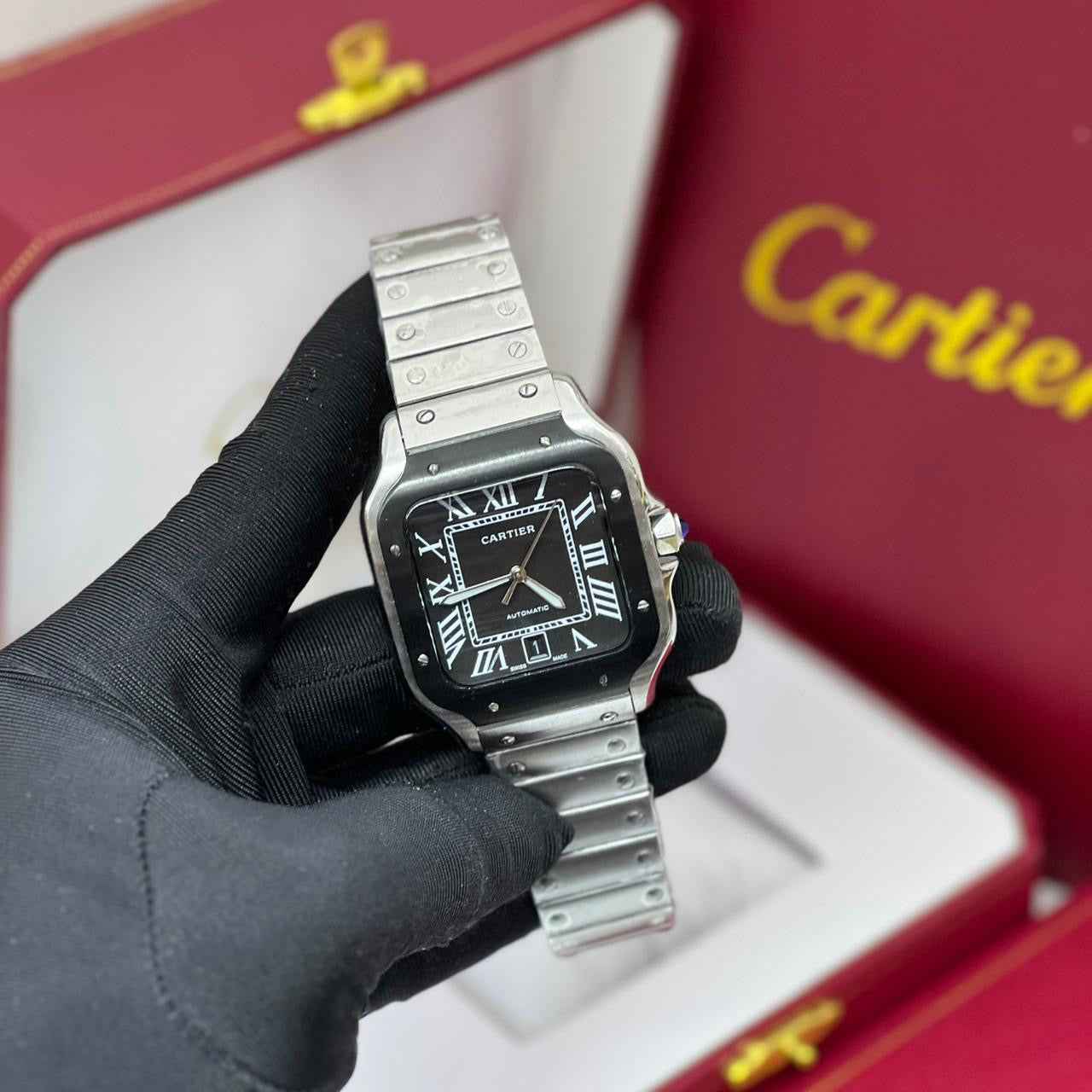 Cartier Watch | Santos de Cartier Steel Black Dial