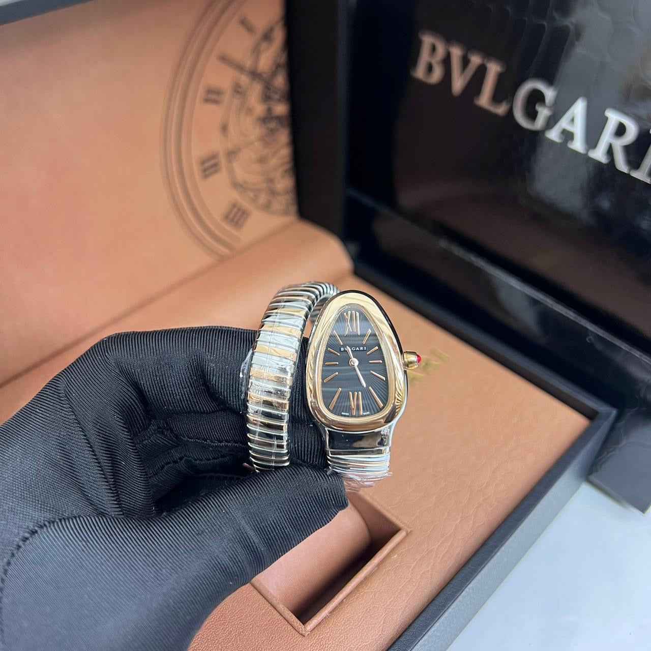 Bvlgari Watch | Serpenti Tubogas Two-Tone Black Dial