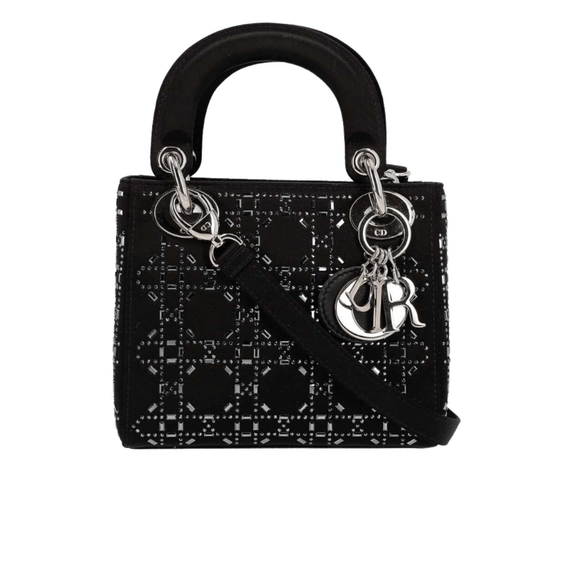 Dior | Bag In Black Strass Cannage Satin - Free & Fast UAE Shipping