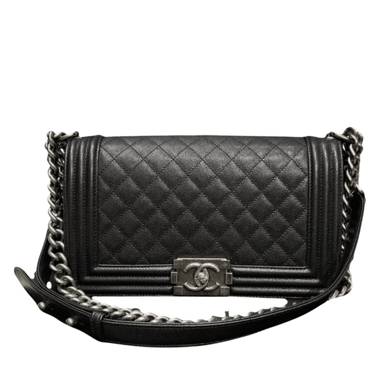 Chanel | Boy Bag In Black Caviar Leather - Free & Fast UAE Shipping