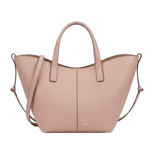 Polène | Cyme Mini Bag In Textured Pink Leather - Free & Fast UAE Shipping