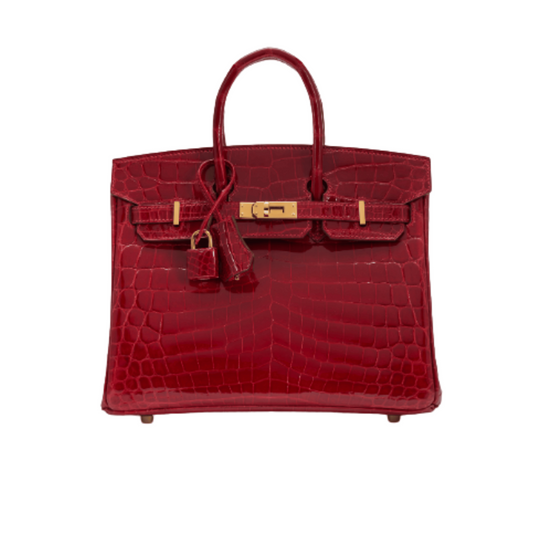 Hermès | Birkin 30 Handbag Made From Shiny Niloticus Crocodile Leather In The Deep Red Color - Free & Fast UAE Shipping