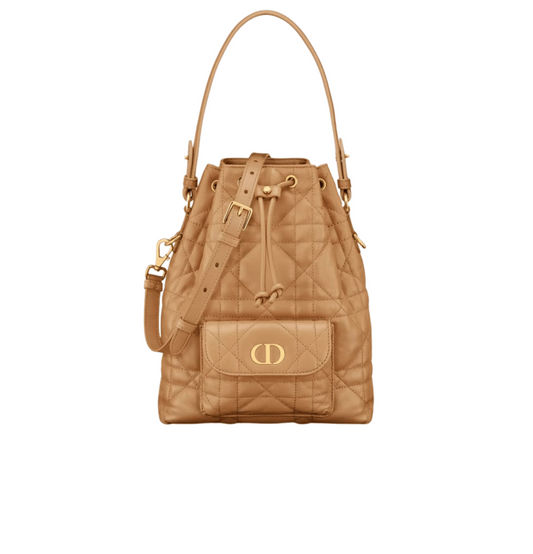 Dior | Caro Bucket Bag In Light Gold-tone Lambskin - Free & Fast UAE Shipping