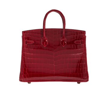 Hermès | Birkin 30 Handbag Made From Shiny Niloticus Crocodile Leather In The Deep Red Color - Free & Fast UAE Shipping