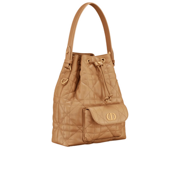 Dior | Caro Bucket Bag In Light Gold-tone Lambskin - Free & Fast UAE Shipping